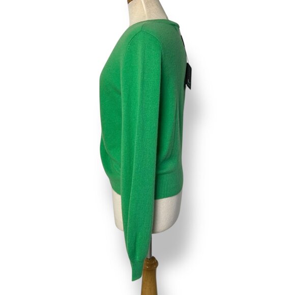 NWT REPEAT Green 100% Organic Cashmere Twist Hem Sweater Scoop Neck Sz 38/S - Picture 3 of 6
